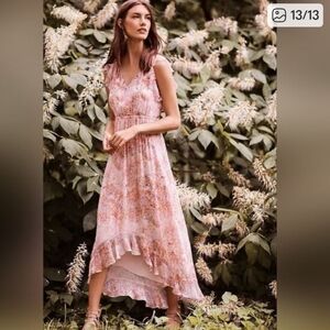 HD in Paris Pink Floral High-Low Maxi Dress Size 8